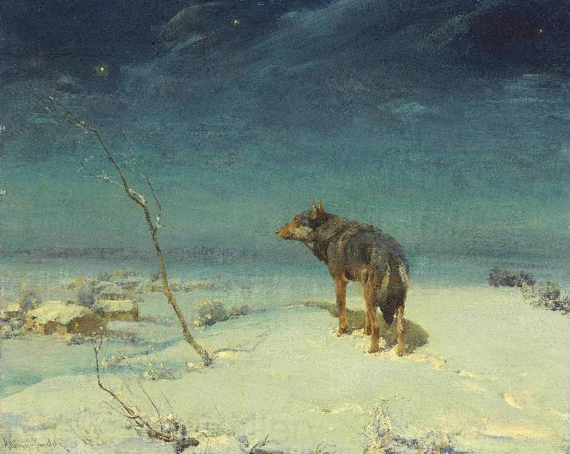 Alfred de Dreux The lone Wolf Norge oil painting art